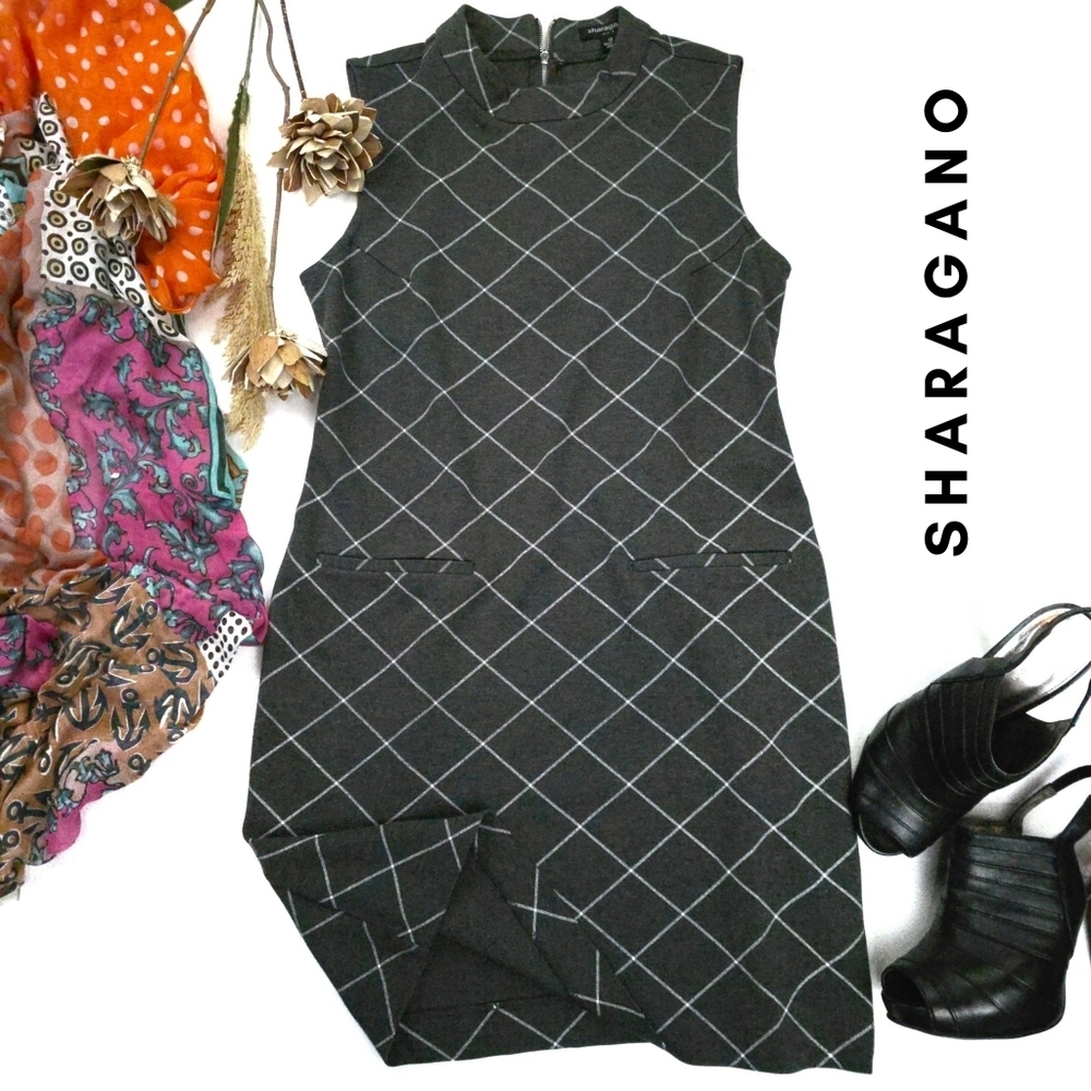 Sharagano Gray Sleeveless Dress Sz 10